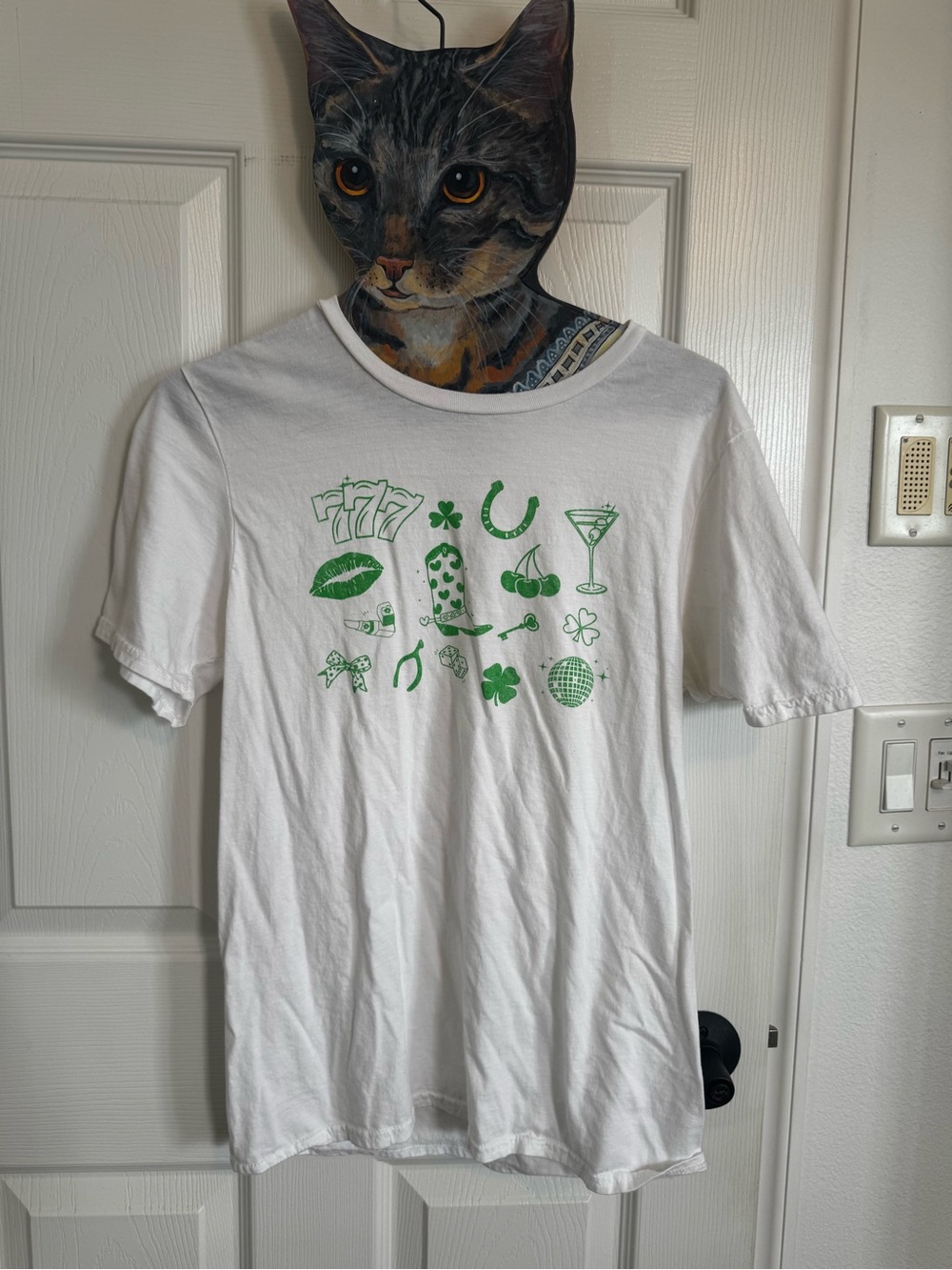 Tilly's White Graphic Tee with Black Tag Print
